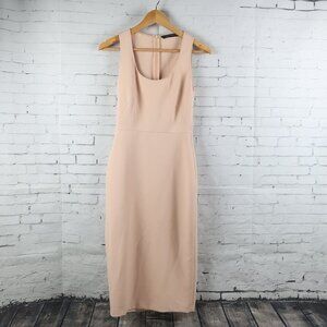 ZARA PEACH SLEEVELESS SCOOP NECK BODYCON MIDI DRESS SIZE XS